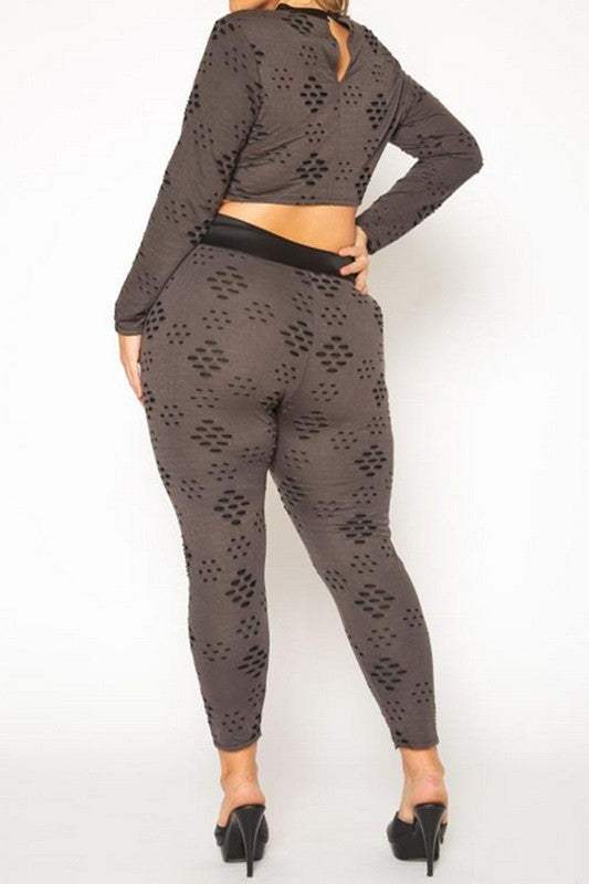 Lucky You Distressed Crop Top & Legging Set