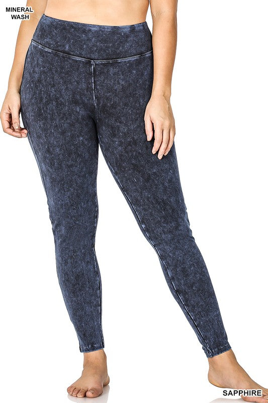 Simply Cute MINERAL WASHED WIDE WAISTBAND YOGA LEGGINGS