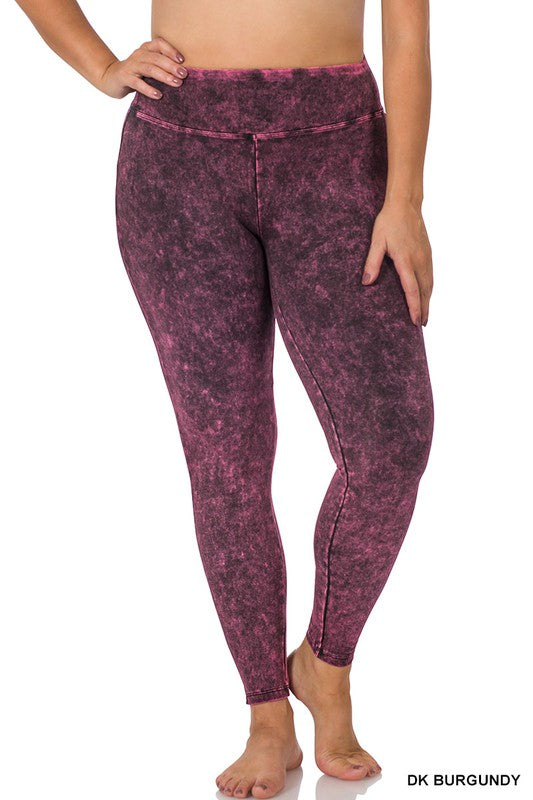 Simply Cute MINERAL WASHED WIDE WAISTBAND YOGA LEGGINGS