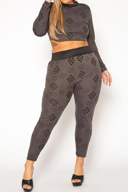 Lucky You Distressed Crop Top & Legging Set