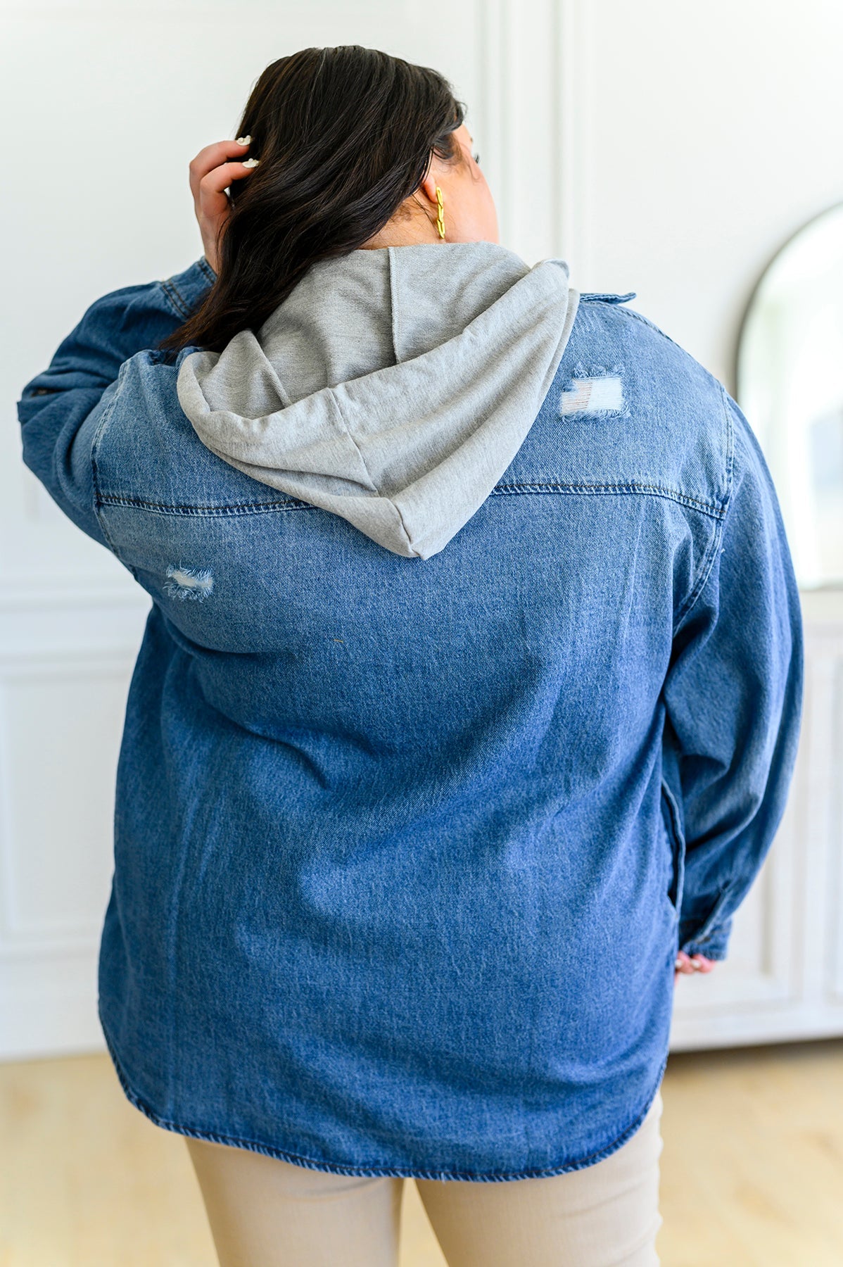 Agnes Orinda Women's Plus Size Layered Drawstring Hood Denim Utility Jacket  with Pockets - Walmart.com